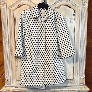 Chico's Black and White Polka Dot Trench Coat